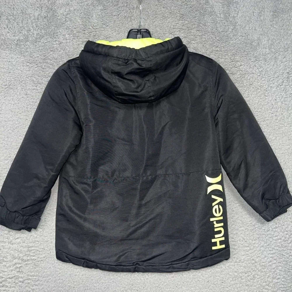 Hurley Snowboard Jacket Youth XS (5/6) Black Fleece Lined‎ Hooded Insulated Coat